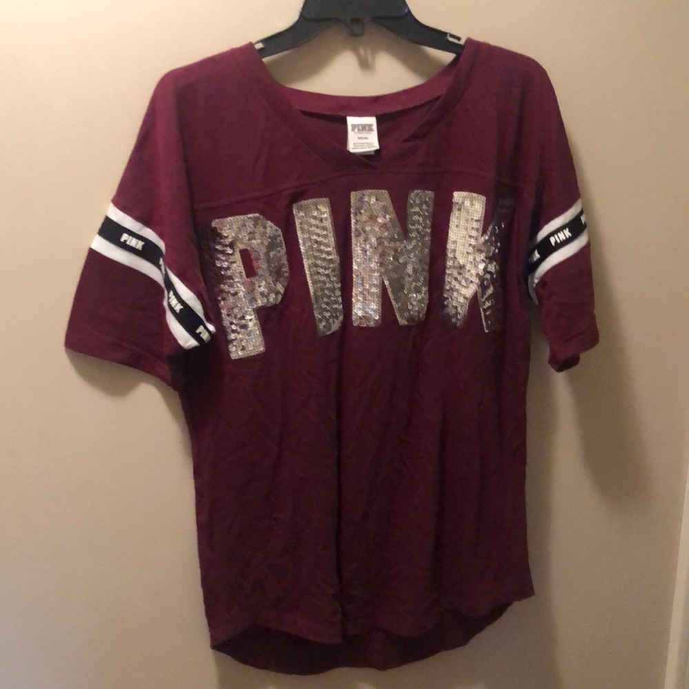 PINK Burgundy Jersey style top